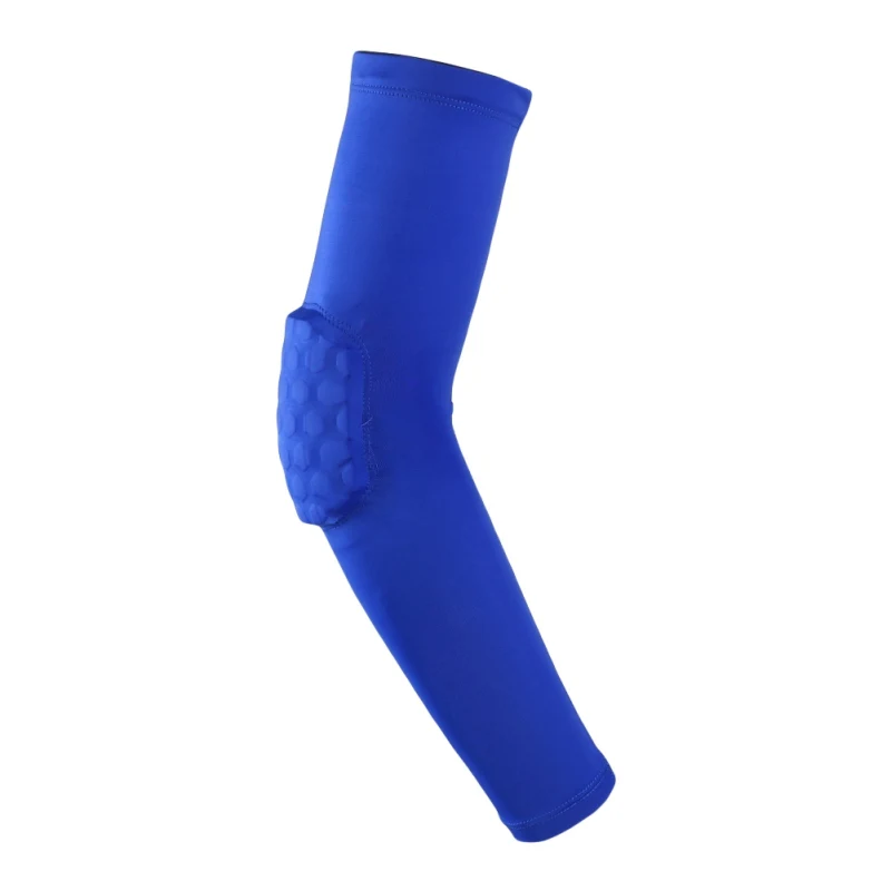 Баскетбольный рукав налокотник лайкра ткань соты повязка Поддержка дышащий футбол безопасность Спортивная фигурная скобка протектор - Цвет: Blue