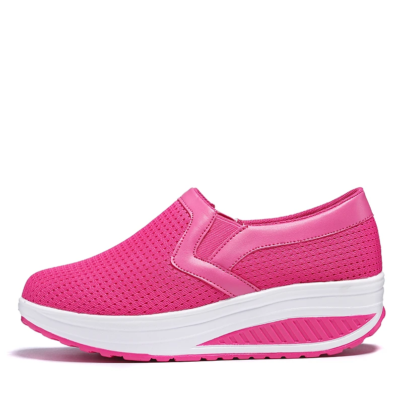rose women shoes Серая женская обувь; обувь, увеличивающая рост, на каблуке 5 см; кроссовки на танкетке; дышащая Нескользящая удобная обувь для фитнеса; большие размеры 35-43 - Цвет: rose women shoes
