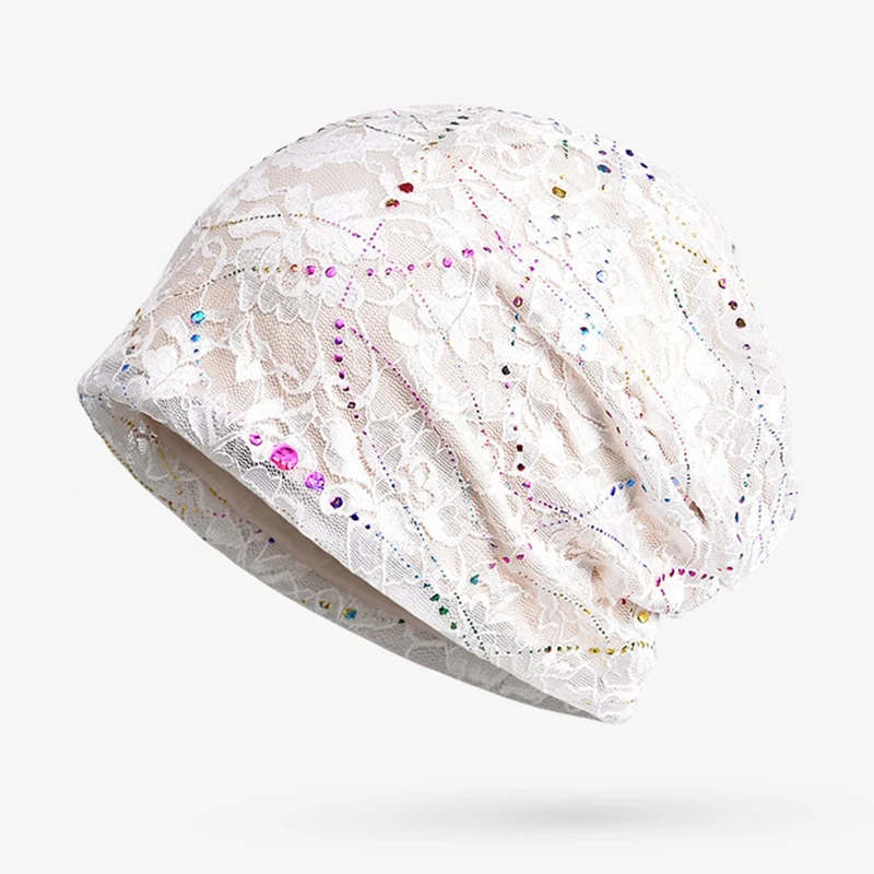 White Новинка, весенне-летние женские шапки, тонкая кружевная Шапочка-тюрбан, одноцветная дышащая Осенняя шапка для беременных женщин - Цвет: White