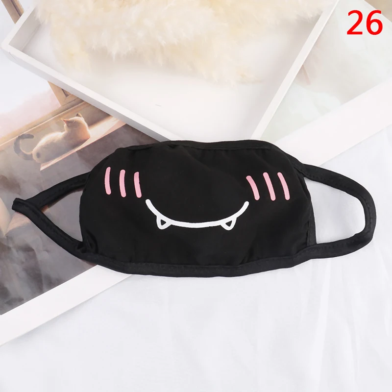 1PC Black Anti-Dust Cotton Masks Cute Bear Anime Cartoon Mouth Mask Kpop Teeth Mouth Muffle Face Mouth Masks Women Men - Цвет: 1pc as shown