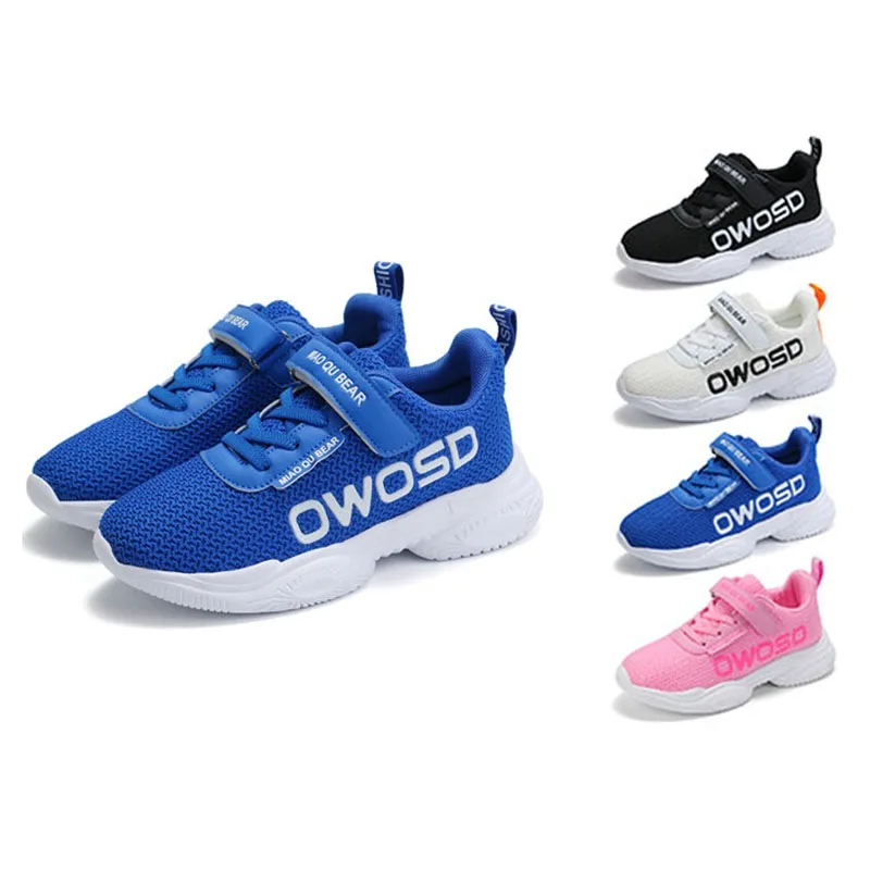 Autumn Children Boy Girl Net Cloth Sneakers Casual Solid Color Letter Pattern Breathable Light Wear-resistant Non-slip Sneakers