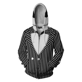 

Halloween Men Hoodies 2019 Autumn 3D Printed Creative Long Sleeve Zipper Sweatshirt Jack Cosplay Shirts Men's Plus Size Tops