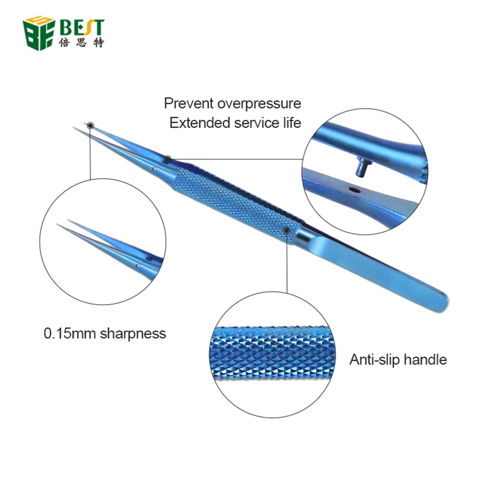 초정밀 티타늄 합금 플라이 라인 지문 핀셋 집게, 아이폰 칩 구리 와이어 수리 클립 점퍼 라인, 0.02mm