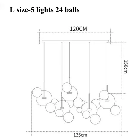 L size-24 ball long Современная стеклянная люстра с Микки Маусом, люстра в стиле арт-деко, белый стеклянный шар, люстра для дома, медная металлическая подвесная люстра - Lampshade Color: L size-24 ball long