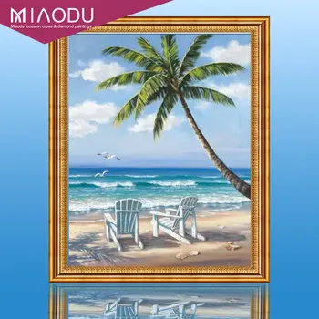 

Miaodu New 5D DIY Diamond Painting Beach coconut trees Scenic Embroidery Full Diamond Cross Stitch Rhinestone Mosaic Painting