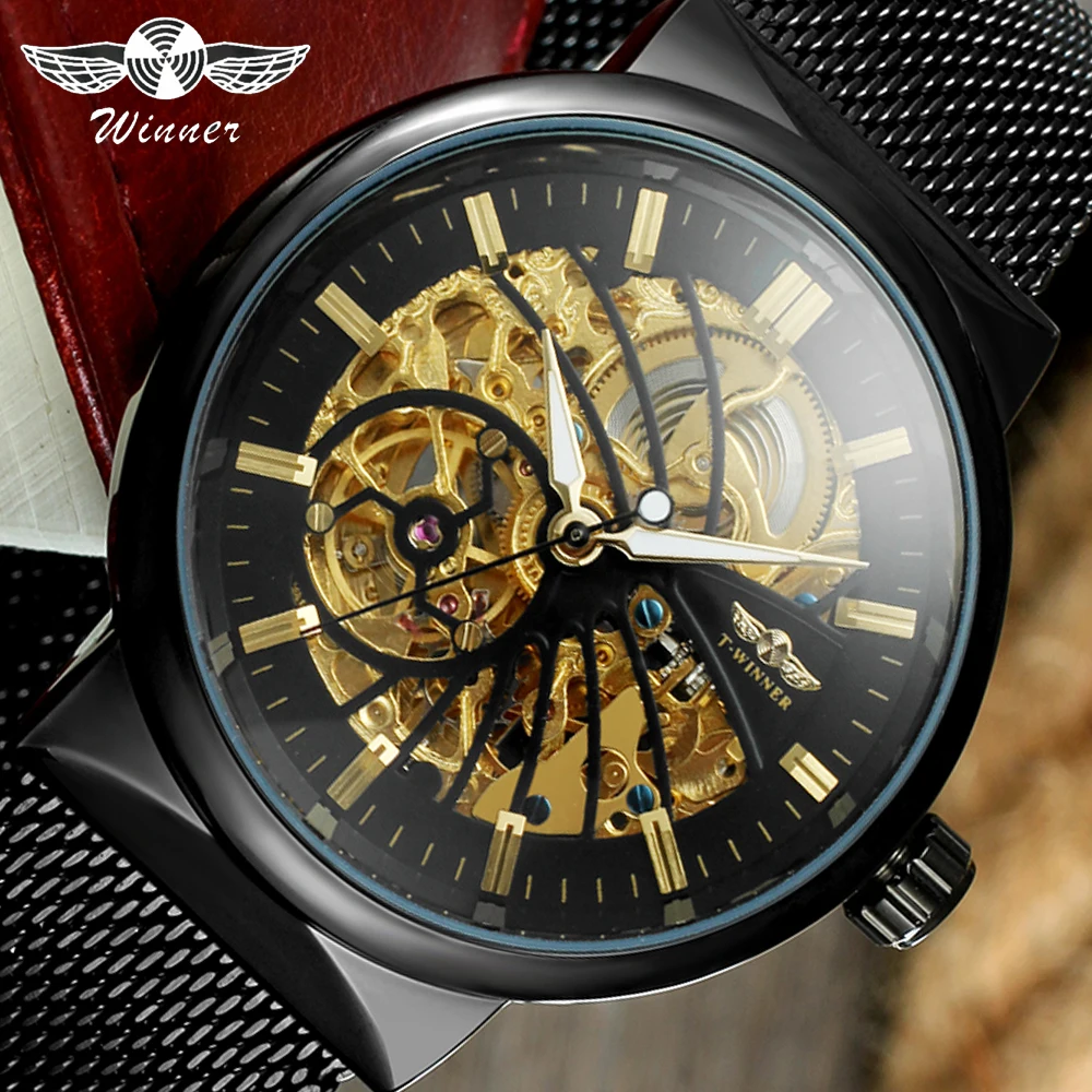 

FORSINING Men's Watch Full Stainless Steel Transparent Automatic Mechanical Watch Skeleton Steampunk Clock Men Relogio Masculino