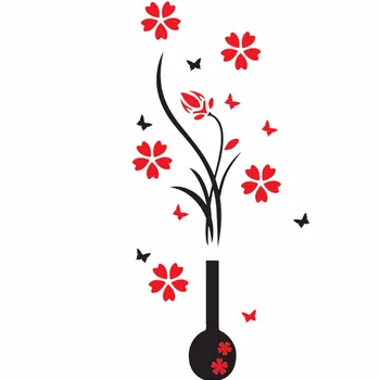

DIY Plum Vase Wall Stickers home decor creative wall decals living room entrance painting flowers For Room 3D Wallpapers
