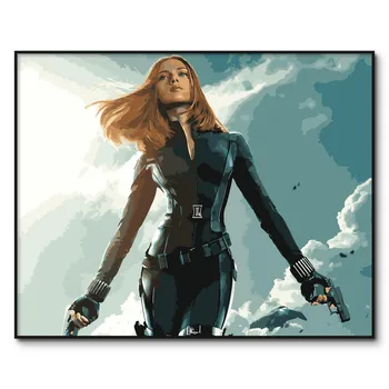 

Black widow Poster painting by numbers the Avengers Scarlett Johansson coloring by numbers for adults Acrylic paint by number