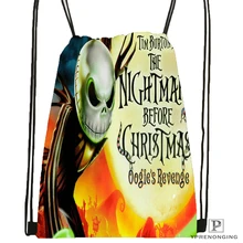 Пользовательские Кошмар перед Рождеством походная сумка на шнурке милый рюкзак для детей(черная спина) 31x40 см#180531-01-47