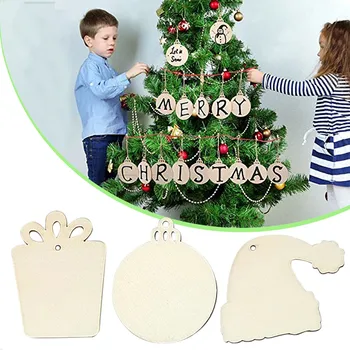 

10 Pcs Christmas Wood Chip Tree Ornaments Hanging Pendant Home Decor Gifts Sep 23rd