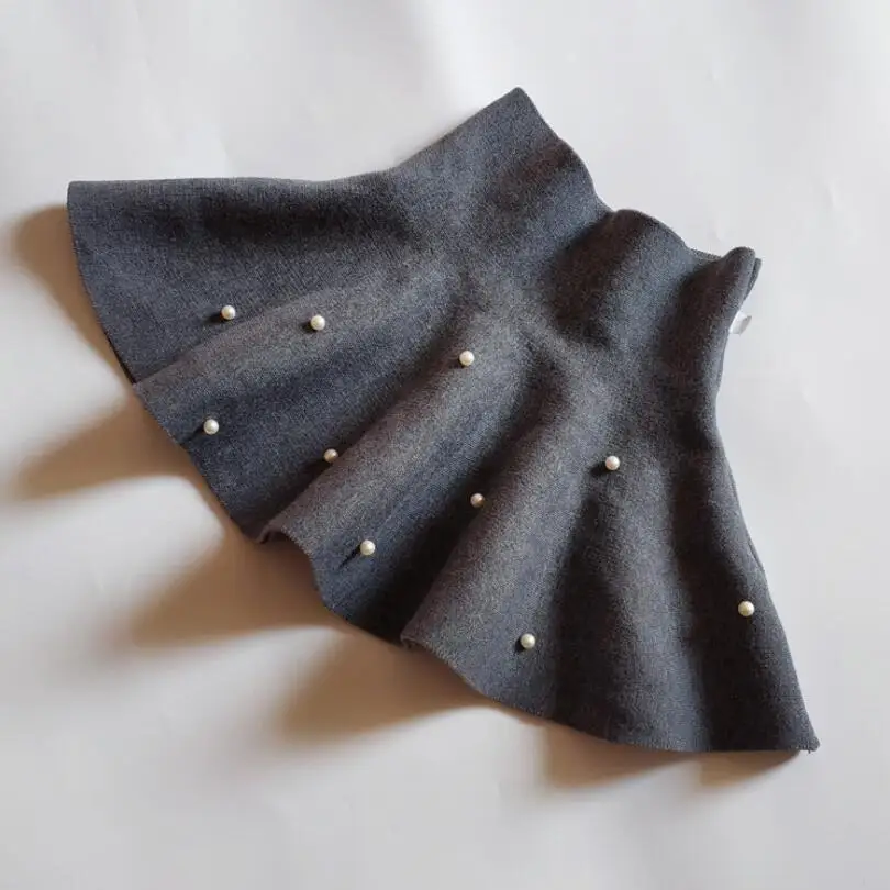 grey girls skirt Осенне-зимняя трикотажная юбка для девочек-школьниц, юбка принцессы с жемчугом для танцев, детская одежда, JW6492 - Цвет: grey girls skirt