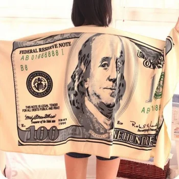 

One Hundred Dollar USA Bill Decorative Beach Towel Printed Bath Towel For Beach Swimming Pool Sunbathing