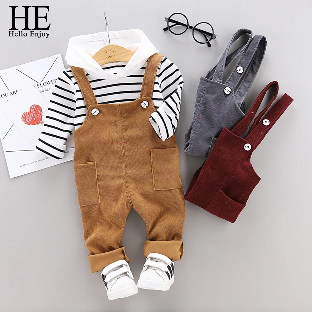 Комплект одежды для мальчиков HE Hello Enjoy осенняя модная полосатая футболка с