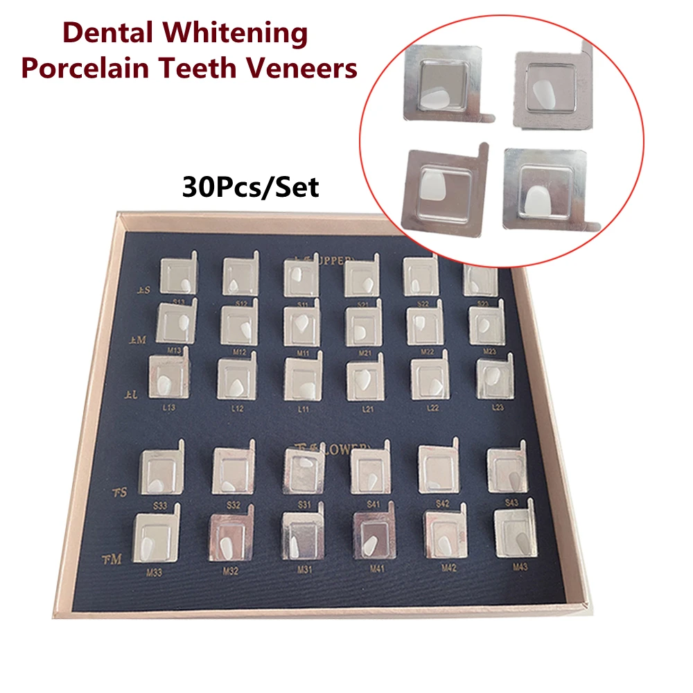 

30Pcs/Set Dental Whitening Porcelain Teeth Veneers Kit Ultra Thin Stable Tooth Composite Resin Temporary Crowns Dentist Material