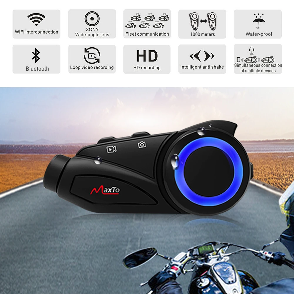 Гарнитура для мотошлема группы 6 Riders 1000m Bluetooth Wi Fi рекордер домофон HD камера