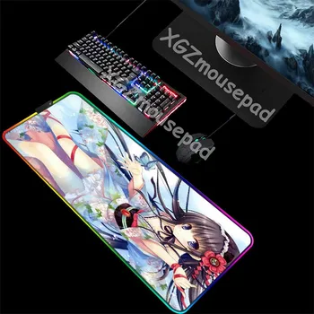 

XGZ Large RGB Mouse Pad Black Lock Edge Anime Naughty Sister Butterfly HD Custom Computer Keyboard Desk Mat Rubber Non-slip Xxl