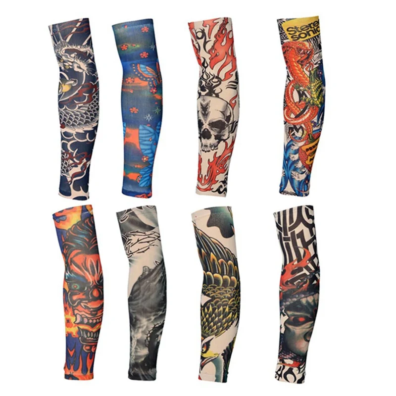 Модный нейлоновый с имитацией татуировки теплый рукав унисекс УФ Защита наружная Временная подделка рукав с татуировками теплый рукав