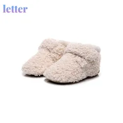 Bebê sapatos de inverno infantil da criança algodão puro recém nascido a 24 meses casual quente macio sola de pele neve botas da criança rastejando sapatos