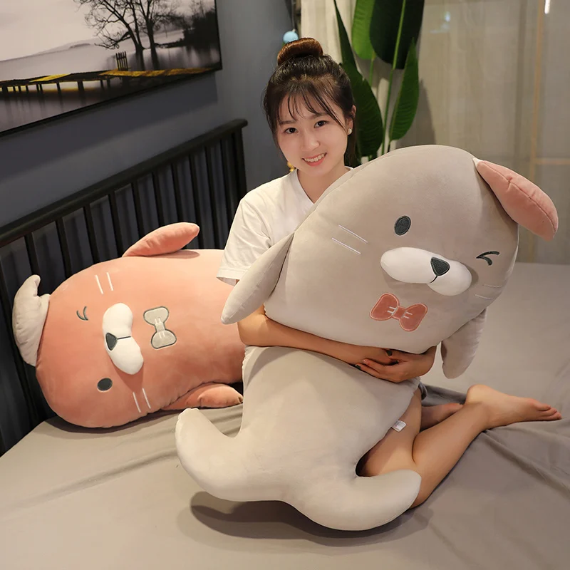 Kawaii милая мягкая плюшевая подушка с морским львом, Розовая Желтая Мягкая игрушка с морским животным, детская подушка, рождественские подарки, постельные принадлежности