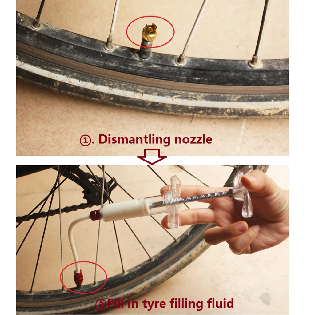 Einstellbar Fahrrad Tubeless Reifen Dicht Spritze Injektor Keine Rohre  Reifen Füllung Spritze mit Schlauch Reparatur Werkzeug - AliExpress