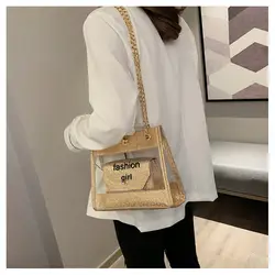 Летняя маленькая сумка женская 2019 Новая модная блестящая Прозрачная маленькая квадратная сумка Корейская версия джокера цепь Наплечная