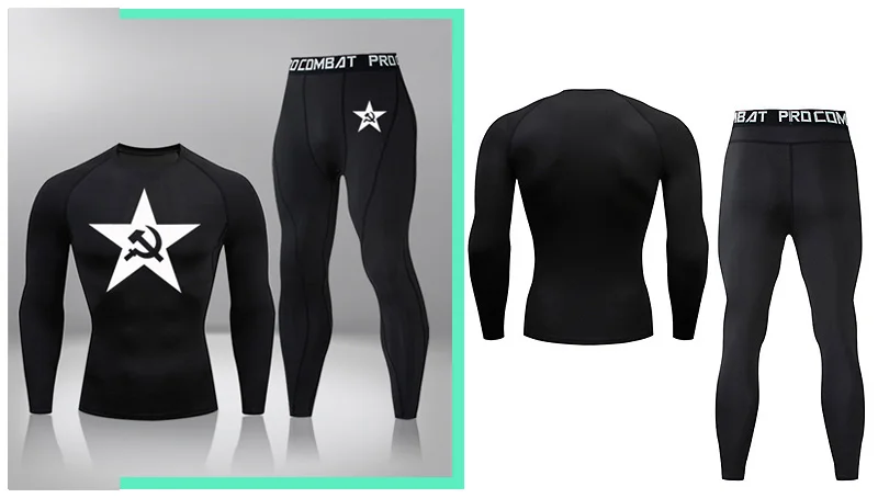 2-piece Set Men Sport Thermal Underwear Sports Compression Underwear Gym Training Tights Quick-Drying Wicking Clothing Sport Set long johns clothes