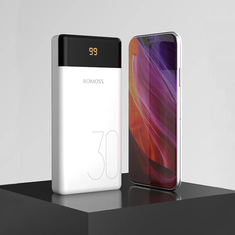 ROMOSS LT30 Phone Power Bank 30000mAh USB Type C 30000mAh Powerbank External Battery Charger Poverbank For iPhone 11 For Xiaomi