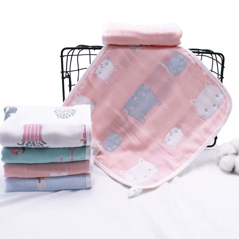  Pure Cotton 30*30 Six-layer Gauze Kerchief Baby Bibs Feeding Towel Children Face Towel Handkerchief