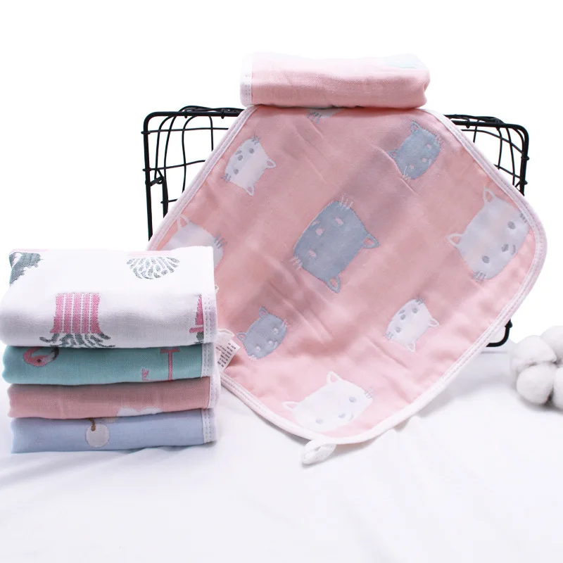 Pure Cotton 30*30 Six-layer Gauze Kerchief Baby Bibs Feeding Towel Children Face Towel Handkerchief