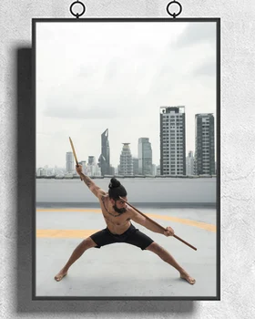 

Bodybuilding Kung Fu Practice 2 Wall Sticker Silk Fabric Poster Art Indoor Decor Bright