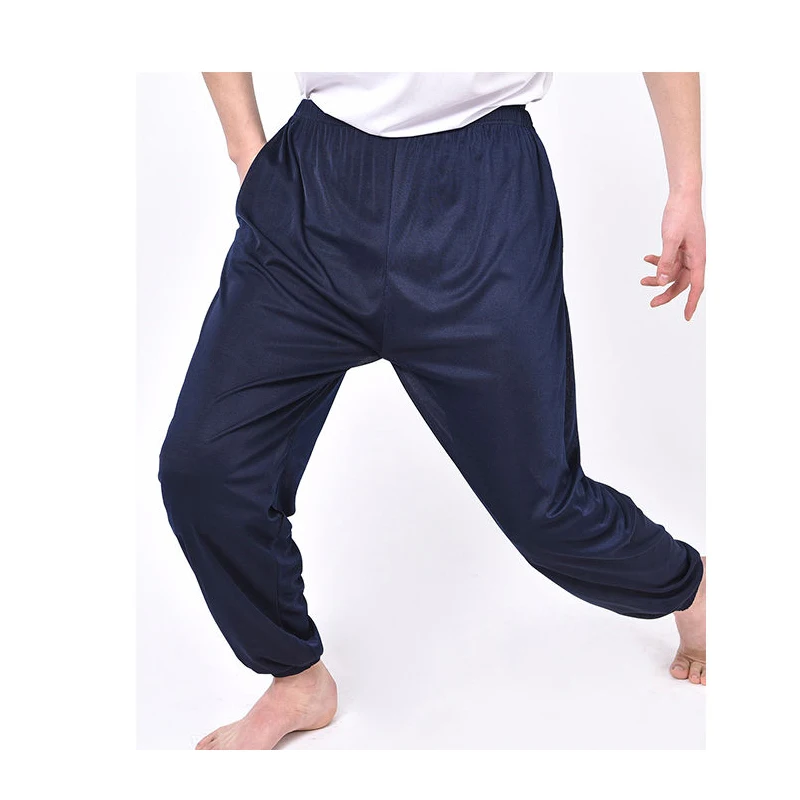 Men Ice Silk Stretch Camouflage Pants Casual Outdoor Summer Solid Color Thin Section Plus Fat High Waist Bloomers