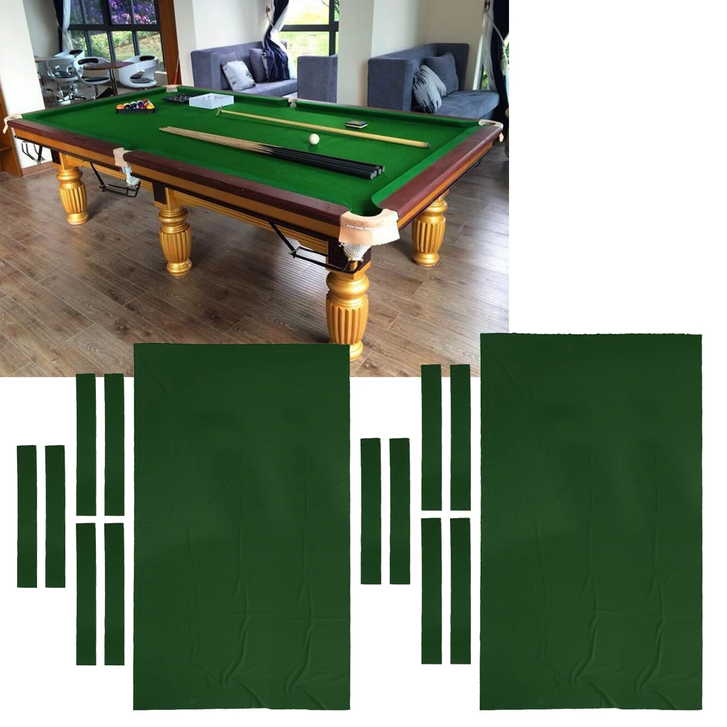 

2 Pieces 9ft Wool Billiard Pool Table Cloth Felt Accessories Green