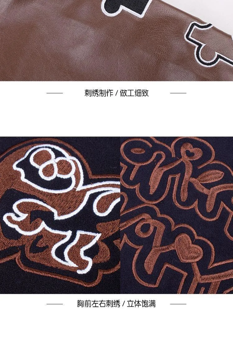 Bomber Jacket Women Vintage Hip-hop Baseball Jacket Letters Embroidery Patchwork Streetwear College Rock Jacket Varsity Jacket