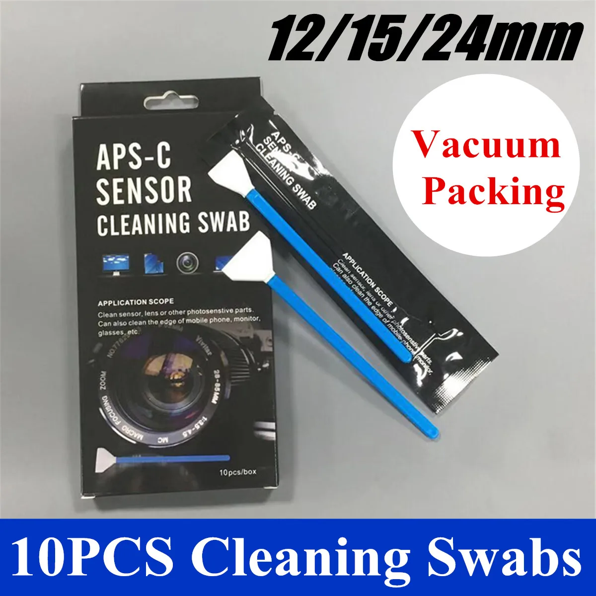 

10pcs Professional APS-C Sensor Cleaning Swab Kit For DSLR Camera APS-C Sensor CCD/CMOS UV Lens Filter Cleaning 12/15/24mm