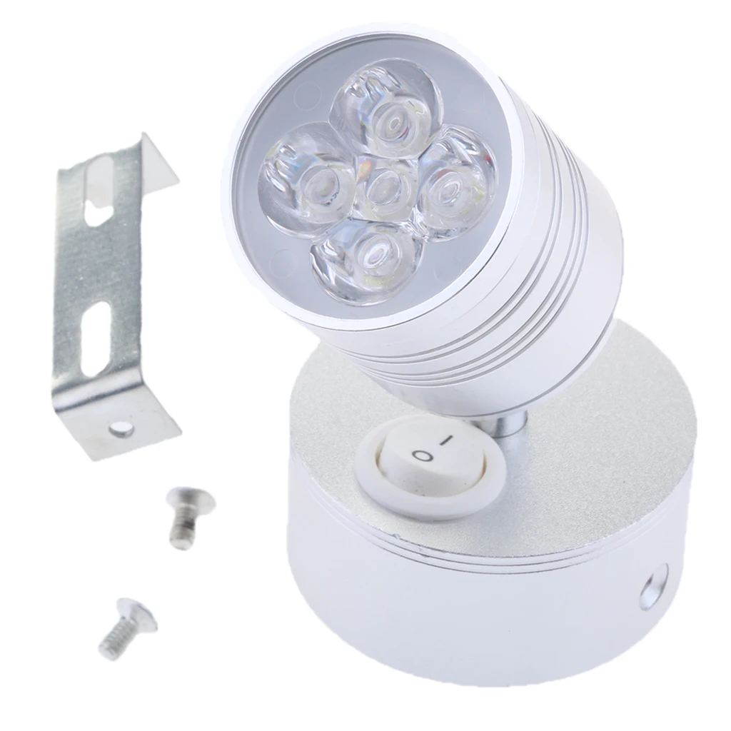5W 12V Boat Adjustable LED Reading Light Wall Lamp with Switch Wall Mount