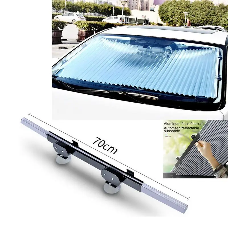 Car Windshield Sun Visor Car Sunshade Insulation Sunshade Automatic Retractable Shading Front Curtain Sunscreen