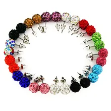 14 пар/компл. глины Кристаллические серьги для Для женщин 8 мм микро чешское стекло диско шар серьги-гвоздики Модные украшения brincos, можно носить с Рождественские подарки