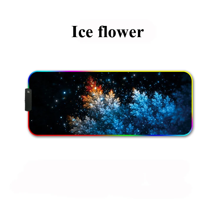 RGB игровой коврик для мыши для геймера светодиодный большой компьютерный коврик для мыши с радужной подсветкой геймерский коврик для мыши с подсветкой Mause коврик для клавиатуры Настольный коврик - Цвет: Ice flower