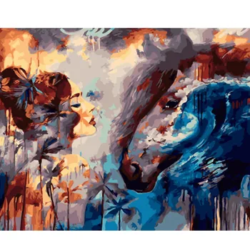 

DRAWJOY Framed Picture Beauty Lady DIY Painting By Numbers Colorful Picture Home Decor For Living Room Hand Unique Gifts GX22122