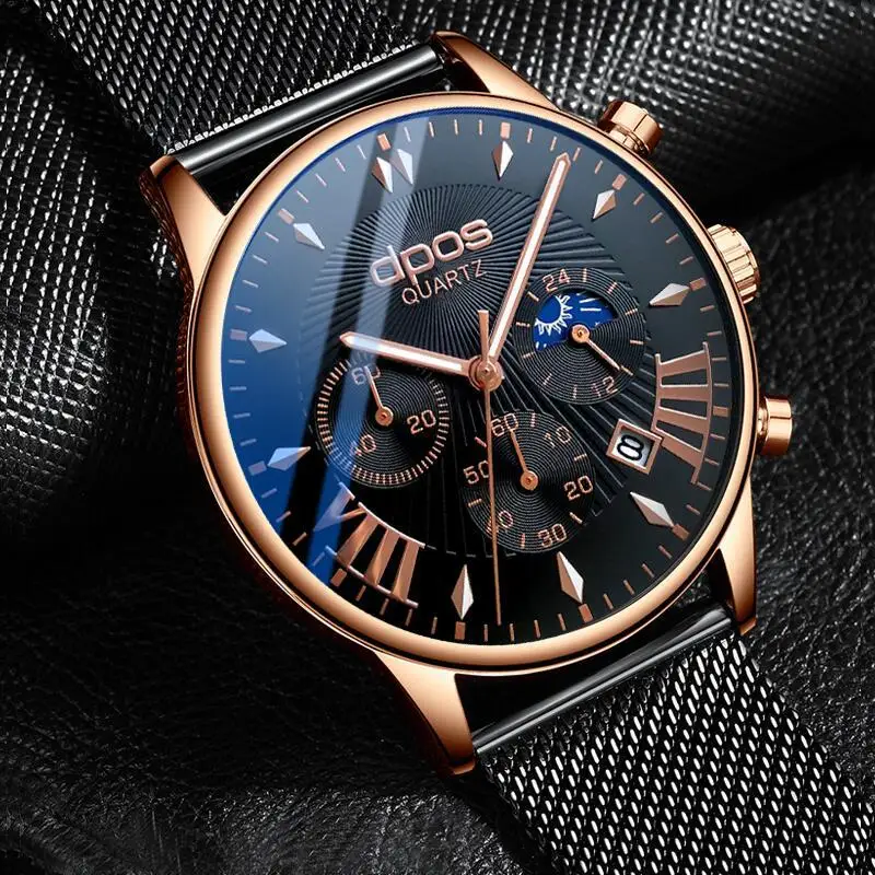 

New men's watch cool timing student luminous waterproof quartz watch multi functional steel band round watch