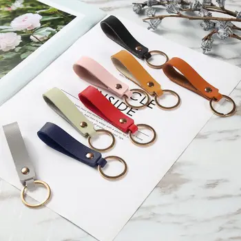 

8 Colors Fashion PU Leather Keychain Business Gift Leather Key Chain Car Auto Key Strap Waist Wallet KeyChains Keyrings Keyholde