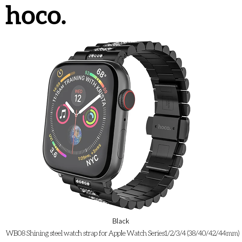 HOCO ремешок для часов для Apple Watch ремешок 38 мм 40 мм 42 мм 44 мм кристалл нержавеющая сталь металлический ремешок для iWatch 1/2/3/4/5