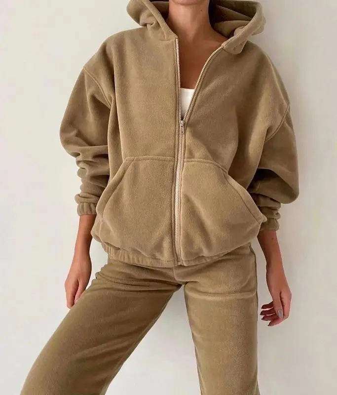 pant suit for wedding guest Fashion Autumn Winter Women's Tracksuit Casual 2 Pieces Set Zipper Hooded Sweatshirt and Long Pants Suit Female Warm Hoodie Set sexy pant suit