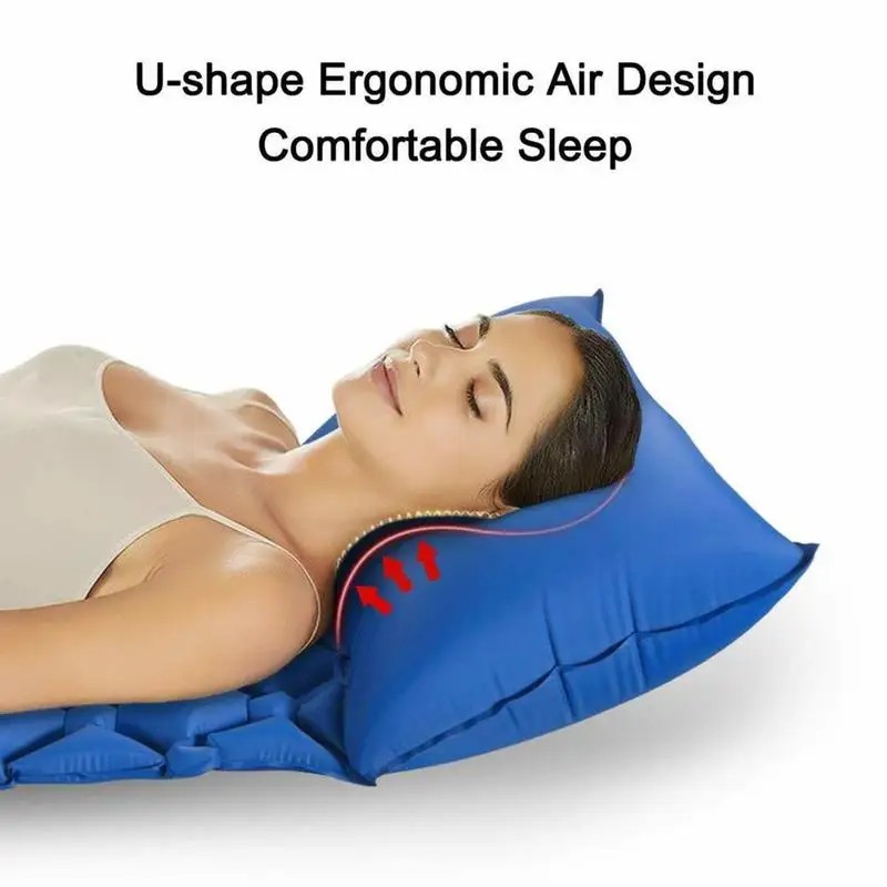 Inflatable Air Cushion With Pillow Camping Mat Outdoor Inflatable Sleeping Pad Air Mattress Sleeping Cushion