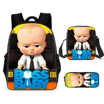 

Fashion Hot Children's Backpack Boss Baby Pattern Kids School Bags Cartoon Annime 3PC/Set Students Book-Bags Mochila Rucksack