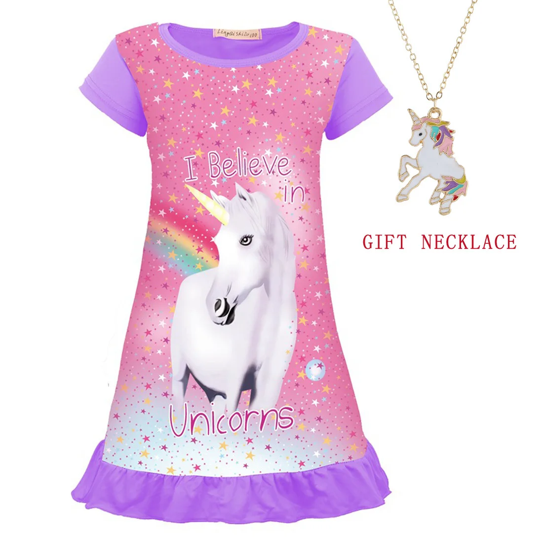 

Gift necklace Kids Dresses Girls Dress popular Clothing Children Princess Party Dress Unicorn Clothes christmas for girl