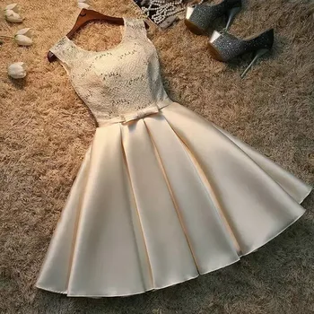 

BGW HT32614 Satin Elegant Scoop Neck A Line Homecoming Dresses Sleeveless Lace Up Back Vestidos De Grado 2020