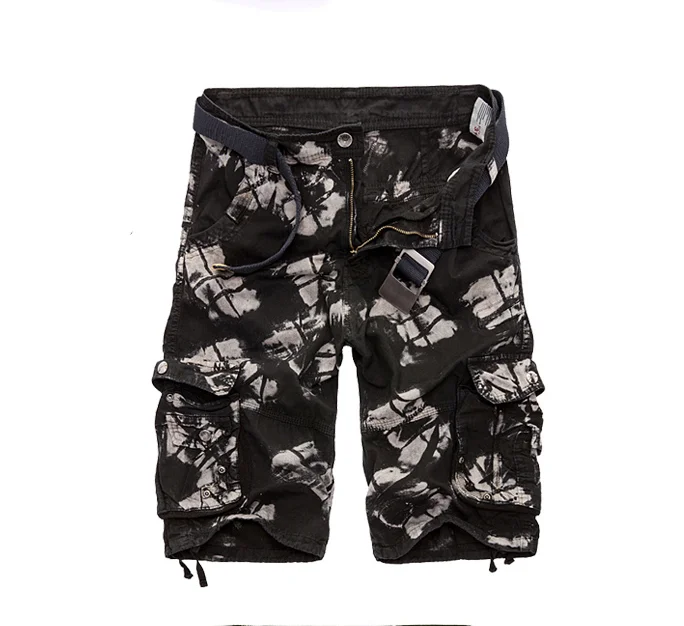 Black camouflage Камуфляжные модные мужские шорты Новые мужские повседневные шорты мужские свободные рабочие шорты мужские военные Короткие штаны размера плюс 29-40 - Цвет: Black camouflage