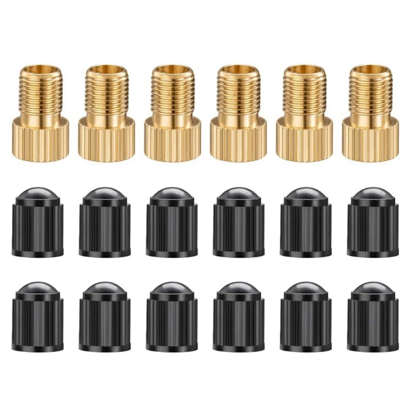 6pcs Presta Valve Adaptors, Convert Presta To Schrader Adapter For Bike