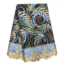 Гипюровая кружевная ткань, вышитая Высококачественная африканская восковая кружевная ткань со шнуром, швейцарское кружево с водой для платья 91112